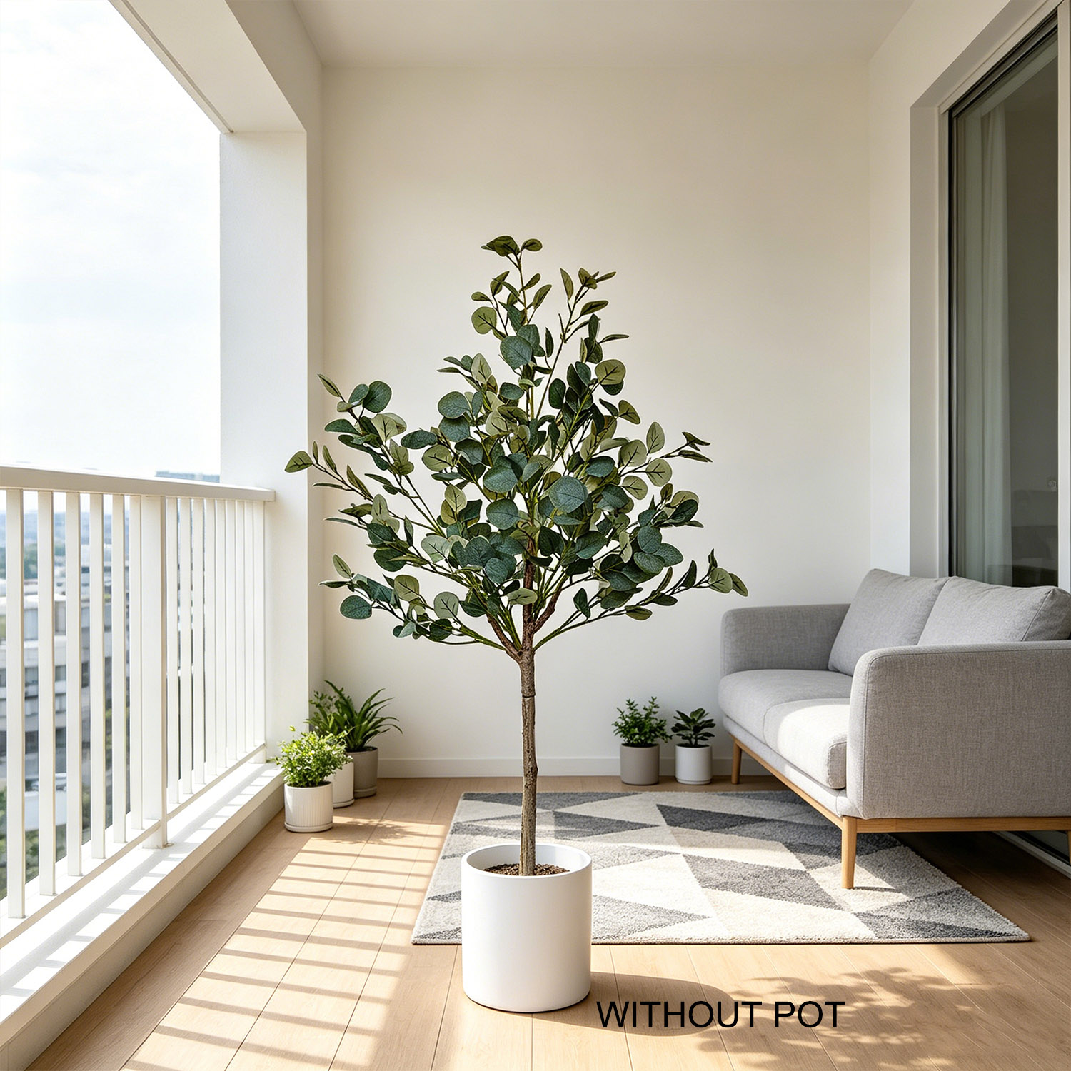 Ficus Lyrata Tree - 140cm Artificial Eucalyptus Plant UV-resistant Faux